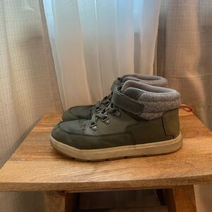 Target Kids Olive Green High-Top Boots with Gray Collar